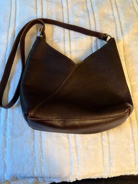 Portland Leather Naomi Dark Brown Pebble-Grain Crossbody Hobo